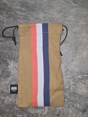 Drawstring Stripe Sunglasses / Makeup Brush Pouch NWT